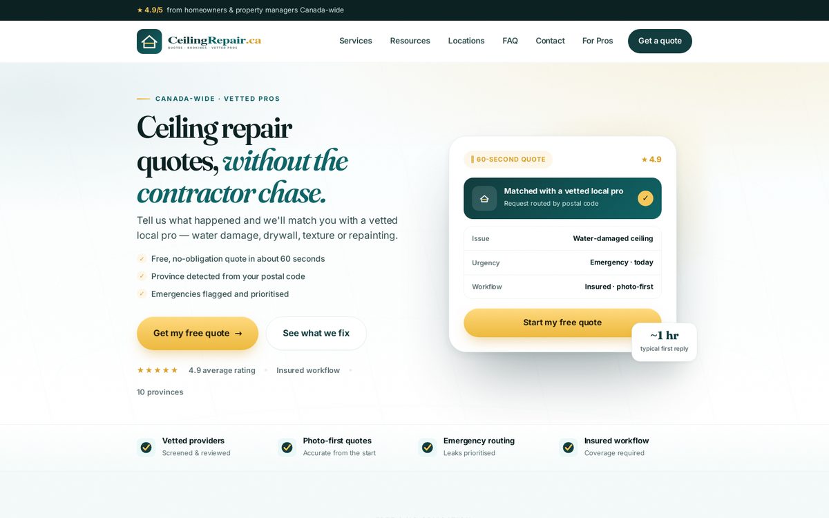 CeilingRepair.ca website preview