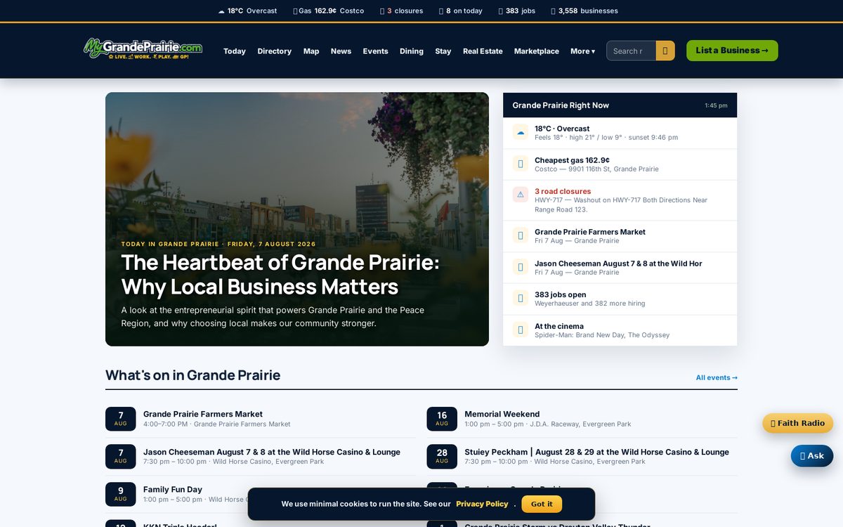 MyGrandePrairie.com local directory screenshot
