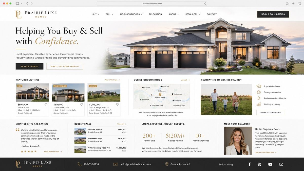Prairie Luxe Homes website